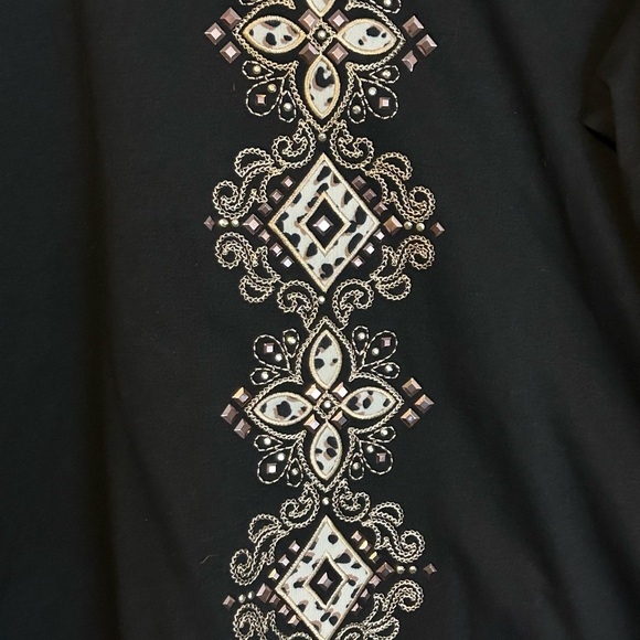 Alfred dunner black Embellished Women's Top animal print xl - Picture 2 of 4